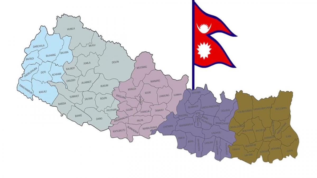 Bản đồ của nepal với cờ