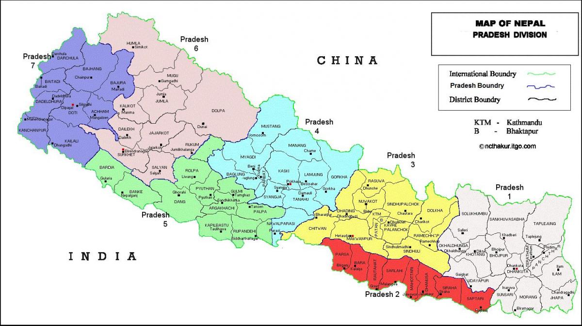 7 pradesh nepal bản đồ