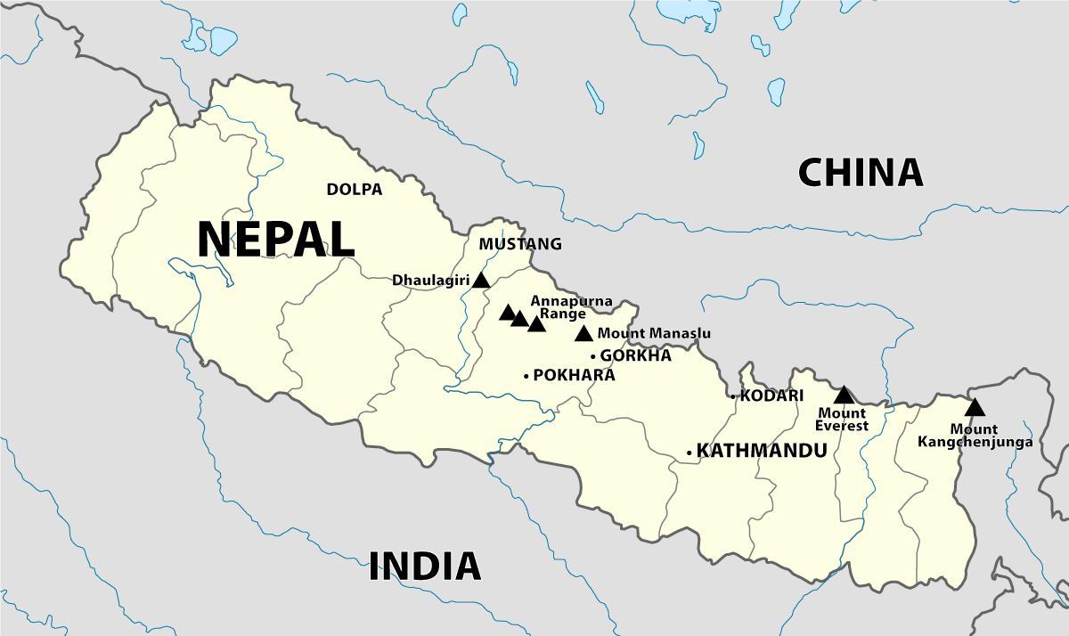 Bản đồ của nepal himalaya