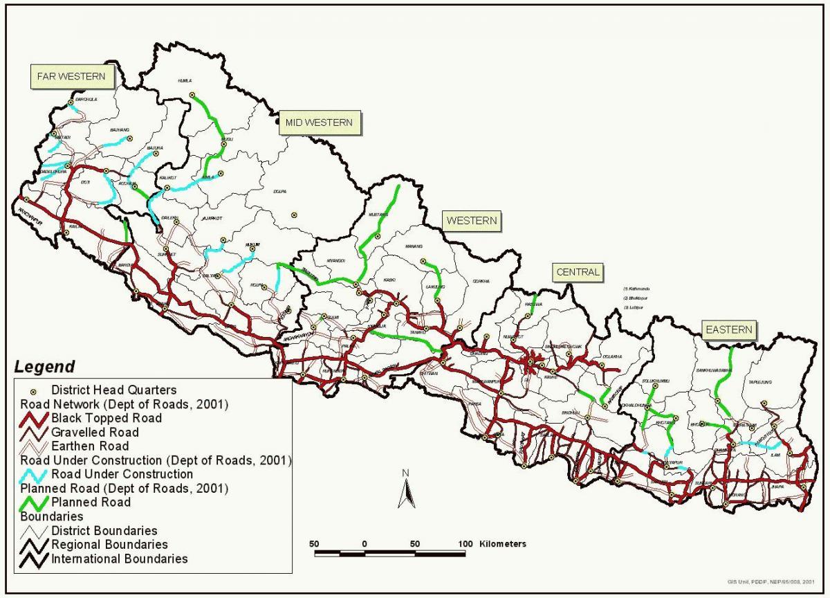 Bản đồ của nepal nhanh theo dõi đường