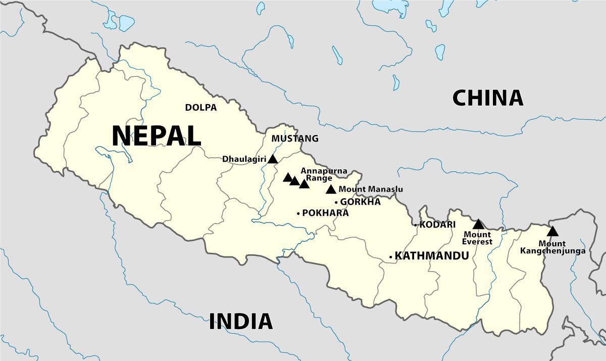 Bản đồ của nepal núi