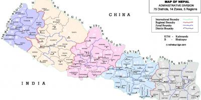 Nepal bản đồ chính trị với huyện