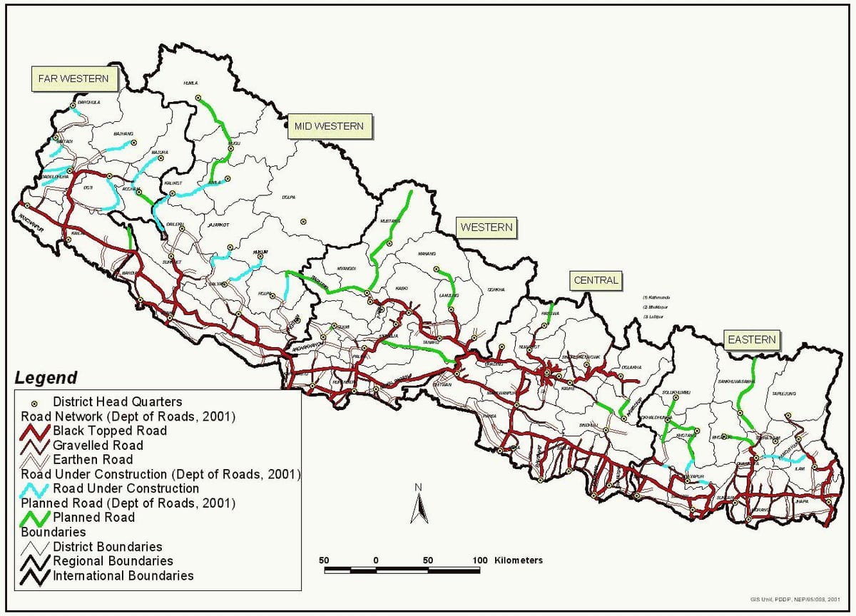nepal bản đồ bằng đường cao tốc