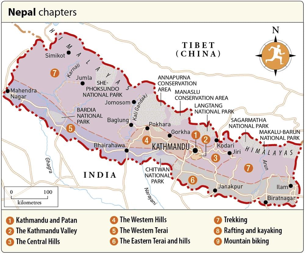 Bản đồ của nepal với đền thờ