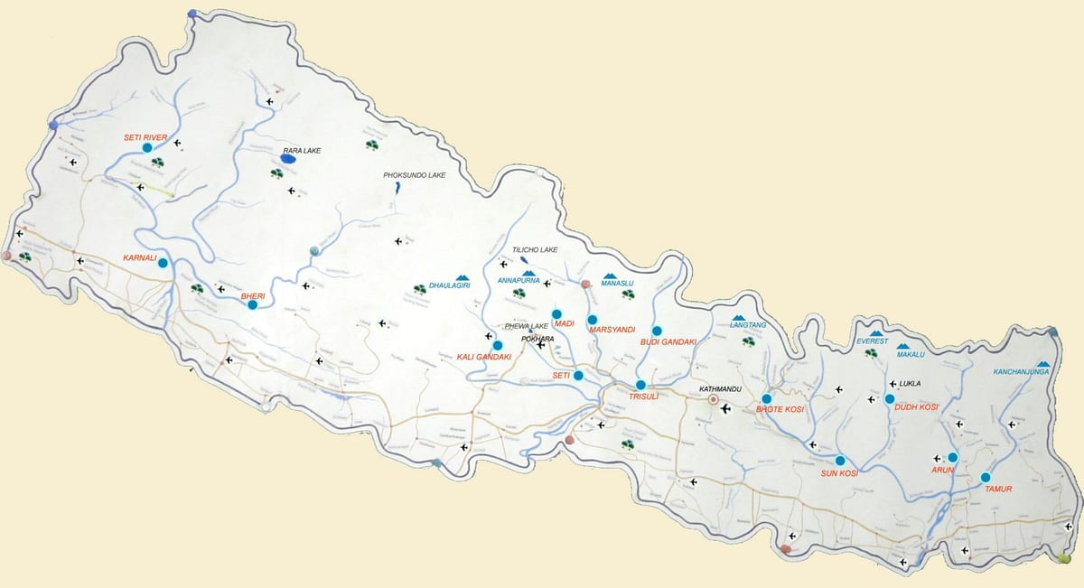 bản đồ của nepal với hồ