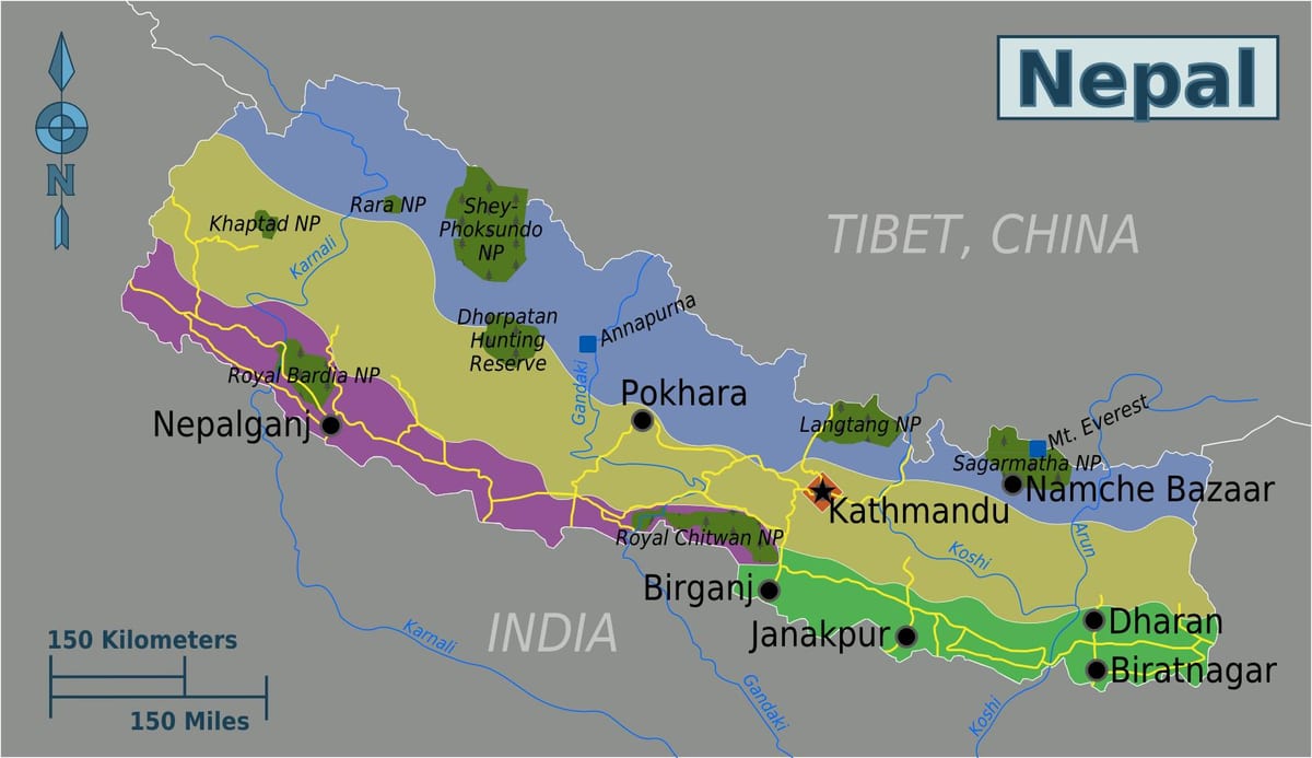 địa lý bản đồ của nepal