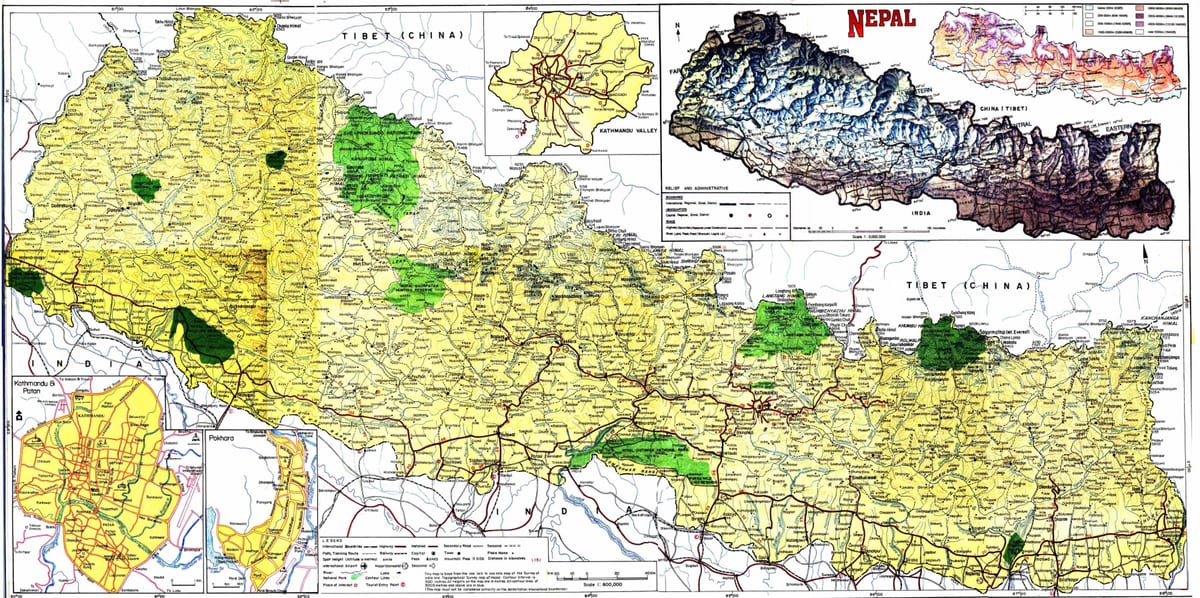 bản đồ đường của nepal với khoảng cách