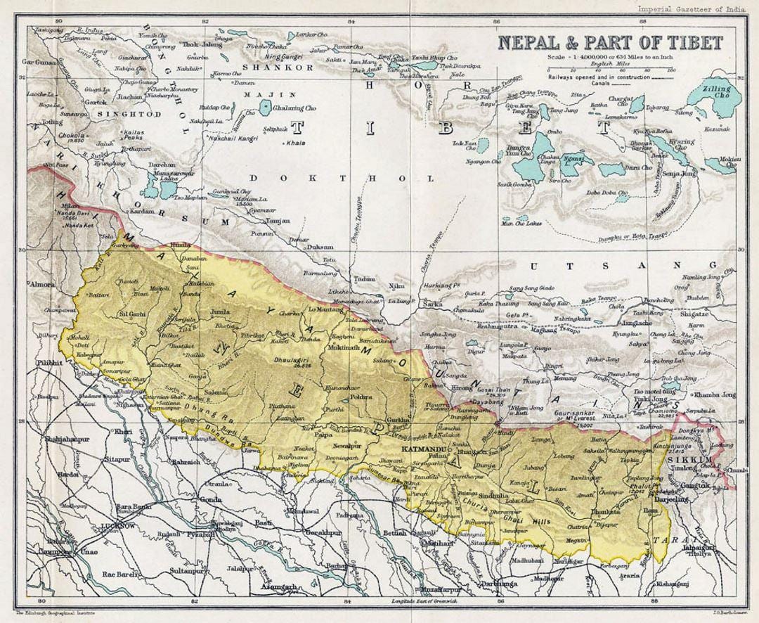rất bản đồ cũ của nepal