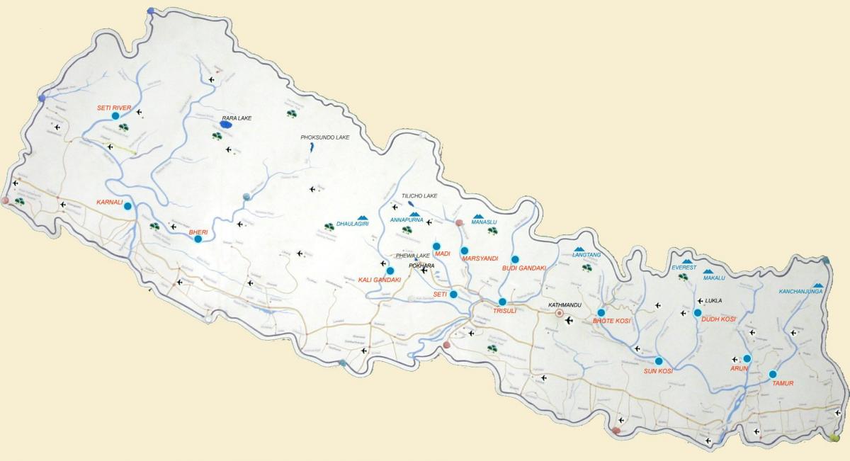 bản đồ của nepal đang ở con sông