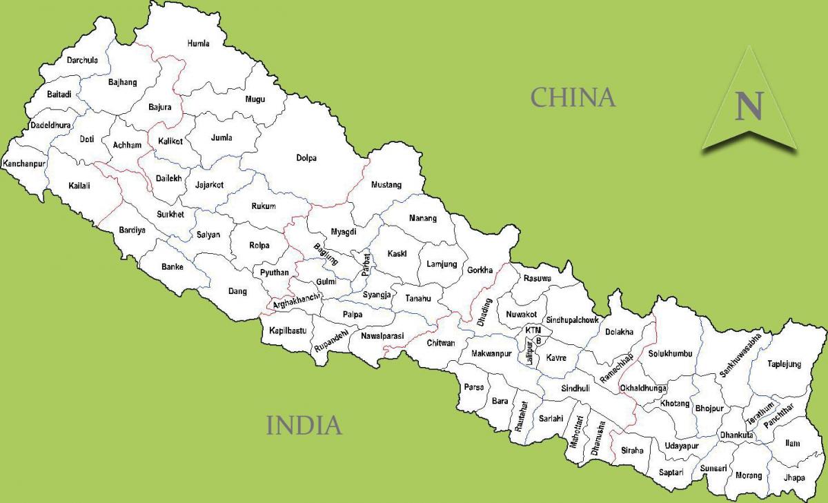 nepal bản đồ với thành phố