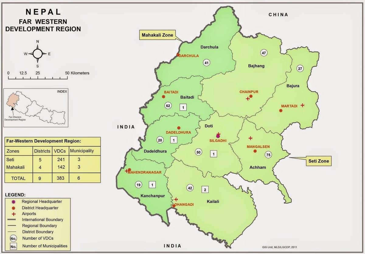Bản đồ của phương tây nepal
