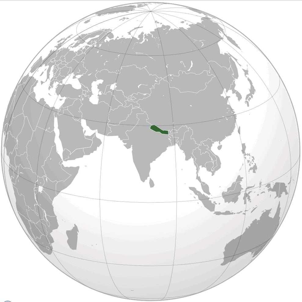 Bản đồ của trái đất nepal