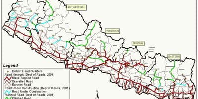 Nepal bản đồ bằng đường cao tốc