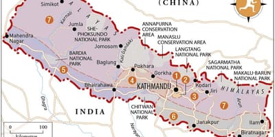 Bản đồ của nepal với đền thờ