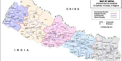 Nepal 75 quận bản đồ