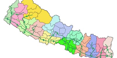 Bản đồ của nepal với các đường cao tốc