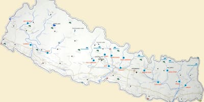 Bản đồ của nepal với hồ