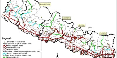 Bản đồ của nepal đang ở đường cao tốc
