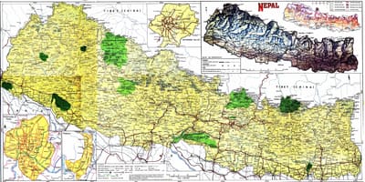 Bản đồ đường của nepal với khoảng cách
