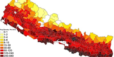 Nepal mật độ dân bản đồ