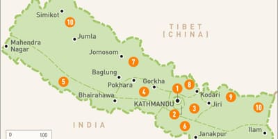 Nepal bản đồ với khu vực