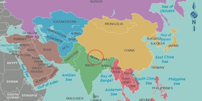 Bản đồ của nepal và nước xung quanh