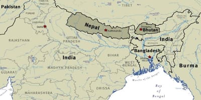 Bản đồ của bhutan và tây tạng