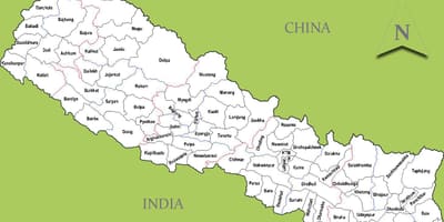 Nepal bản đồ với thành phố